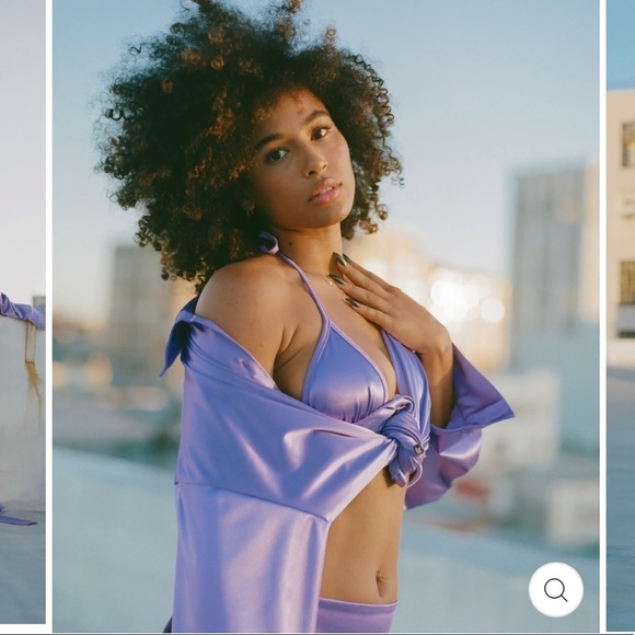 LAINA Rauma SET Small Lavender satin Club Bed Top Drawstring pants - Picture 7 of 12